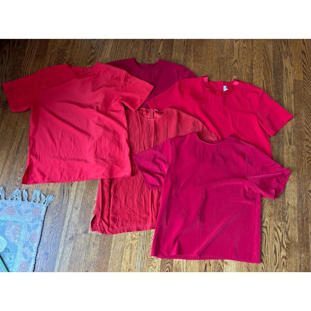 Vintage Women's  Lot Of 5‎ 90s Red Blouses Medium Workwear Classic Career